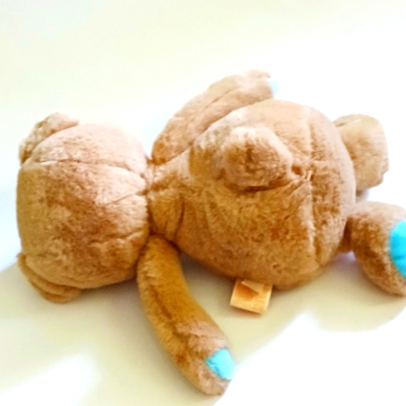 B SOFTIES TEDDY BEAR PLUSH BROWN AND AQUA BLUE 11 INCHES STUFFED ANIMAL - Picture 4 of 5